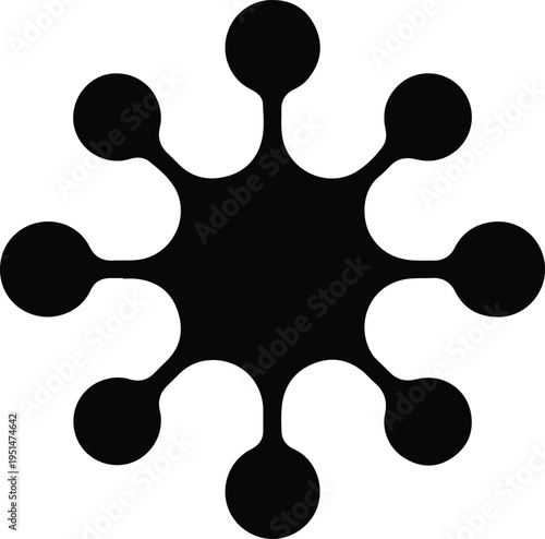 Silhouette black circular virus icon for medical and scientific research vector design