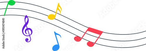 Colorful musical notes vector illustration