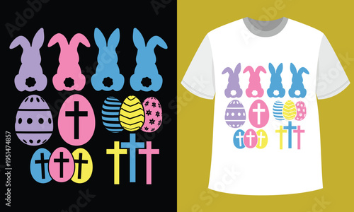 Easter Bunny Christian T Shirt Design Faith Holiday