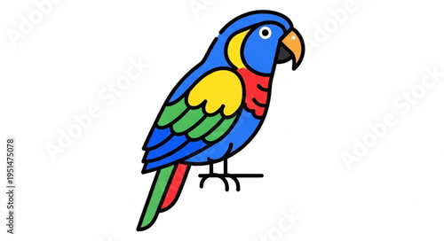 Colorful Parrot Bird Perched Alone.