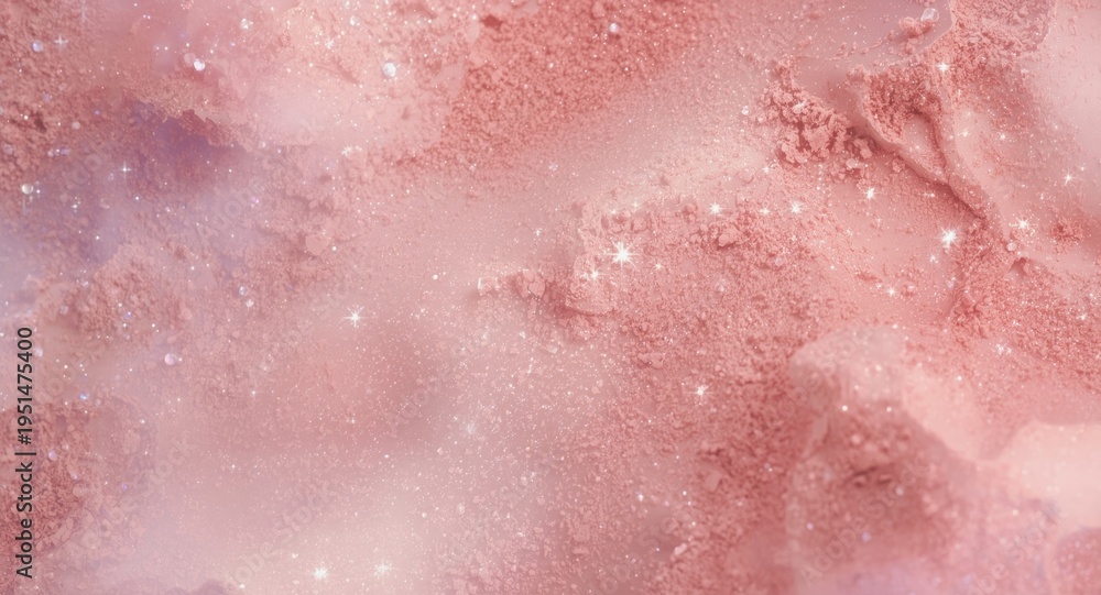 Fototapeta premium Soft rose quartz powder texture with delicate fairy dust for editorial header background