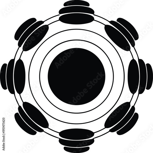 Silhouette concentric circles abstract shape geometric modern design