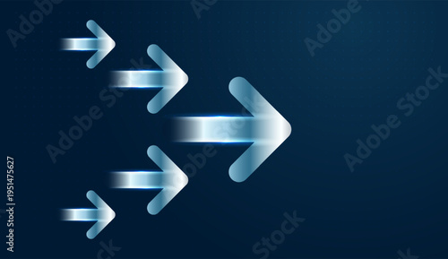 The futuristic arrow design highlights upward movement, representing innovation in technology, rising Finance markets, and thriving Business. and Multiple arrow shapes move upward