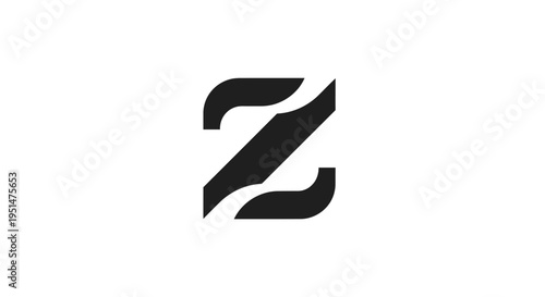 Abstract black letter z design on white background minimalist style