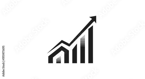 Abstract chart with arrow indicating growth on white background