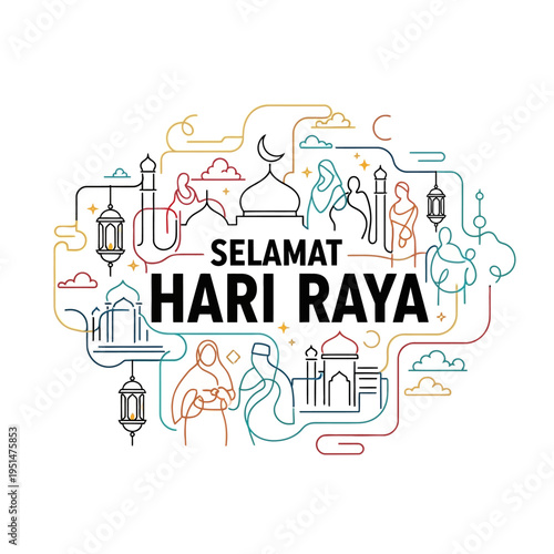 Eid Mubarak Greeting Card Design Template.