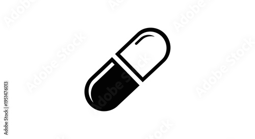 Black and white capsule symbol on white background isolated illustration