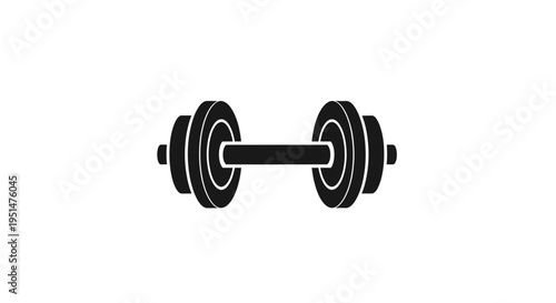 Black and white dumbbell illustration for fitness and exercise concepts