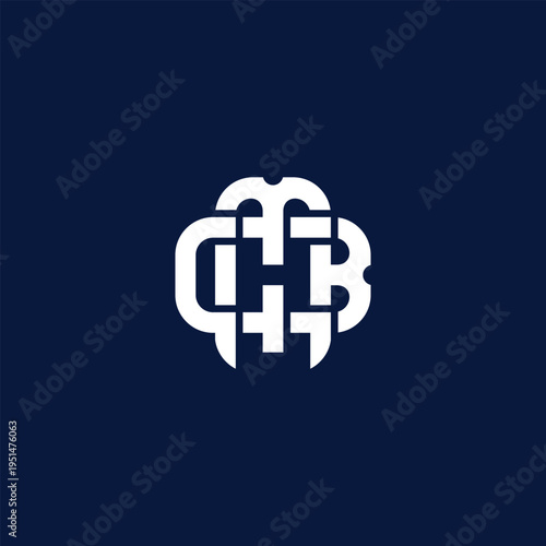 abstract Letters m, c and b logo on blue background