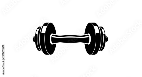 Black and white dumbbell illustration for fitness and exercise concepts