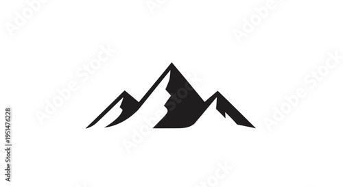 Black and white mountain peaks graphic isolated on white background
