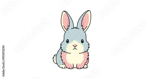 Cute Cartoon Rabbit Sitting Down.