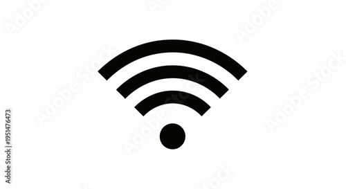 Black and white wireless signal icon isolated on clean white background