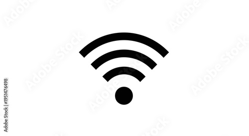 Black and white wireless signal icon against a clean white background