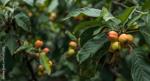 Scenic guarana plants with multiple fruits ready for harvest