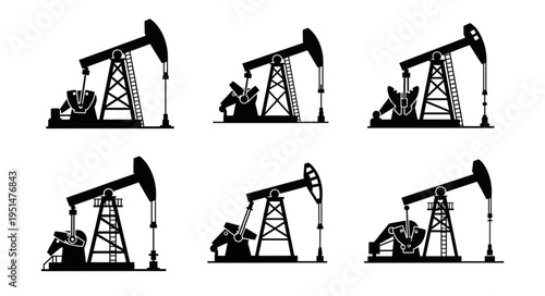 Silhouette Oil Pumpjacks - A Collection of Industrial Energy Extraction.