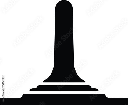 Silhouette minimalist memorial monument pillar icon on a stone base vector design
