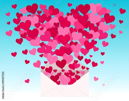 Hearts spilling from an envelope
