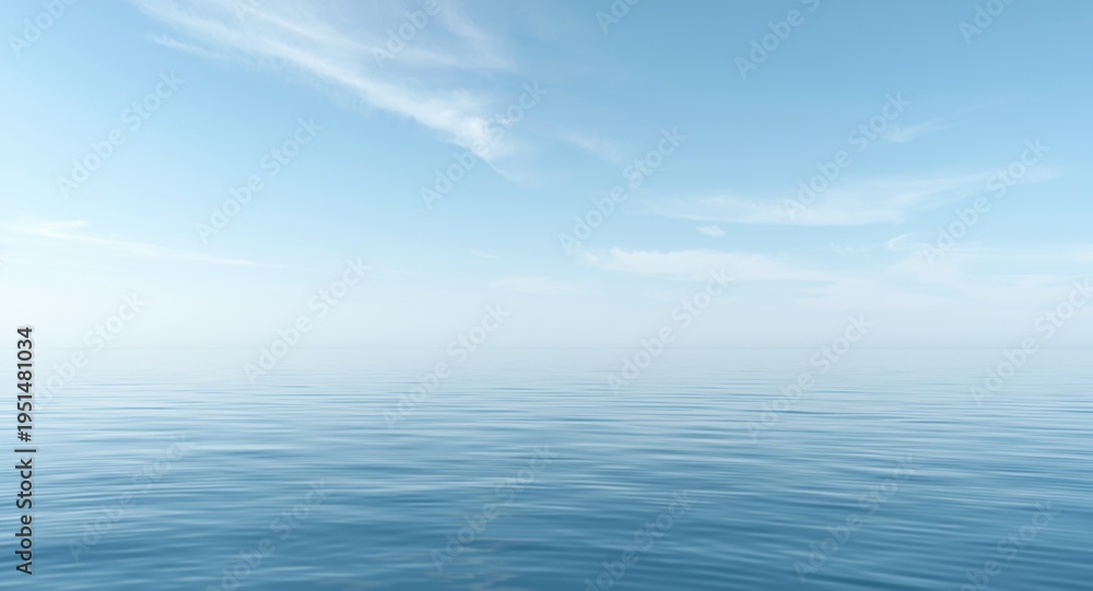 Obraz premium peaceful water and sky vista with soothing blue hues