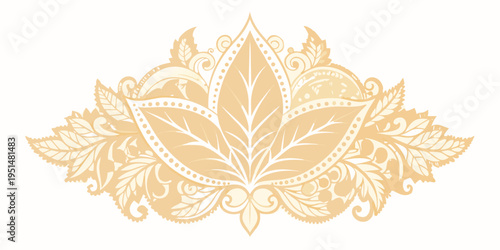 Intricate stylized floral leaf ornament design, vector