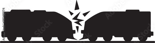 Black train crash with sparks collision wreckage