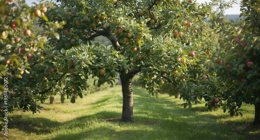 Fototapeta premium Apple laden tree with room for text copy space