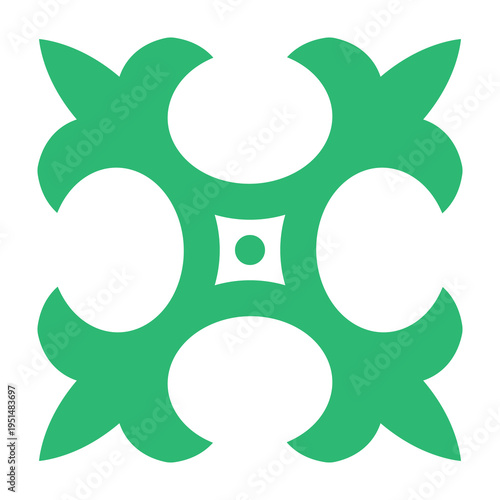 Talavera Ceramic Tile With Geometric Pattern.