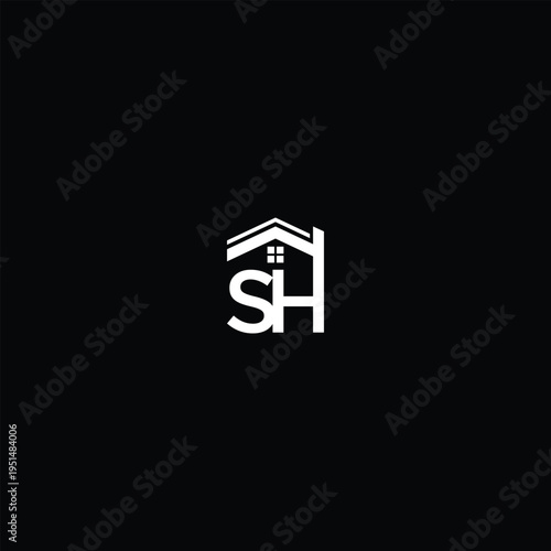 SH house logo on black background