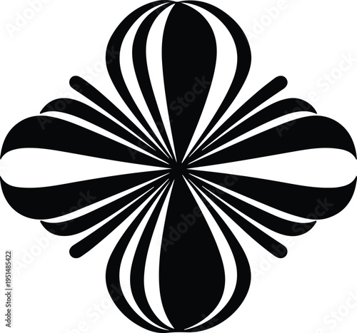 Silhouette symmetrical abstract floral ornament for decorative branding graphic vector design