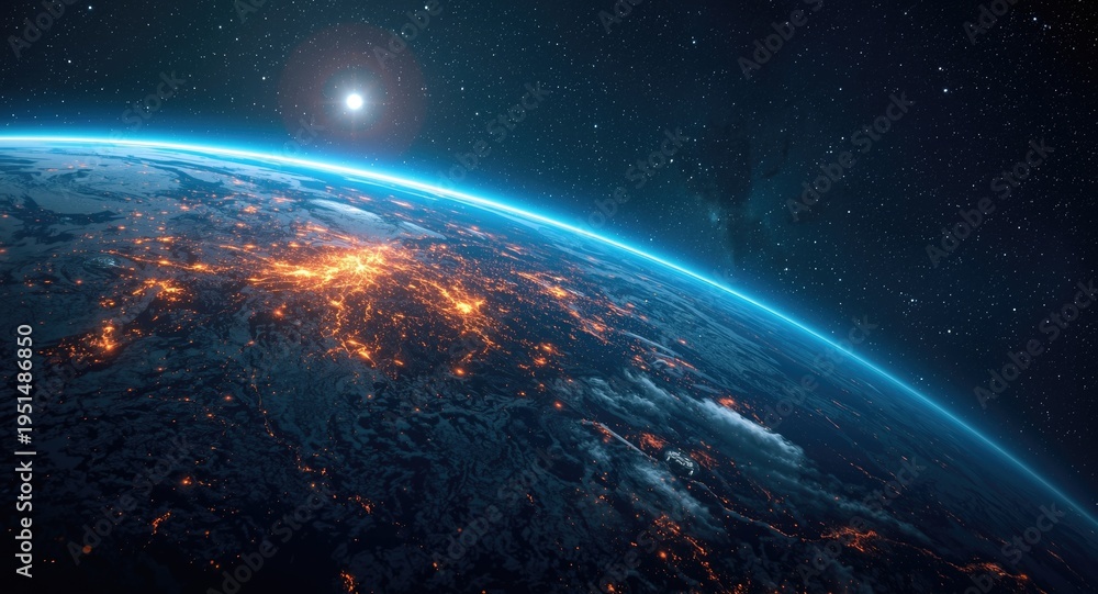 Fototapeta premium Generative AI Discoveries Bridging Celestial and Terrestrial Worlds