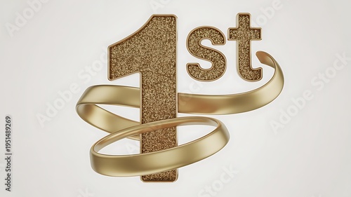 Gold first place ranking with shiny ribbon