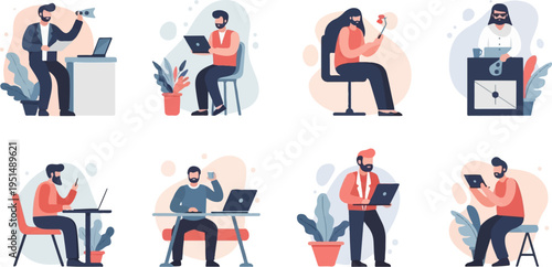 Diverse individuals engaged in various activities, often involving technology and plants