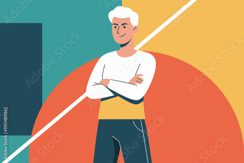 Confident Smiling Man with Arms Crossed