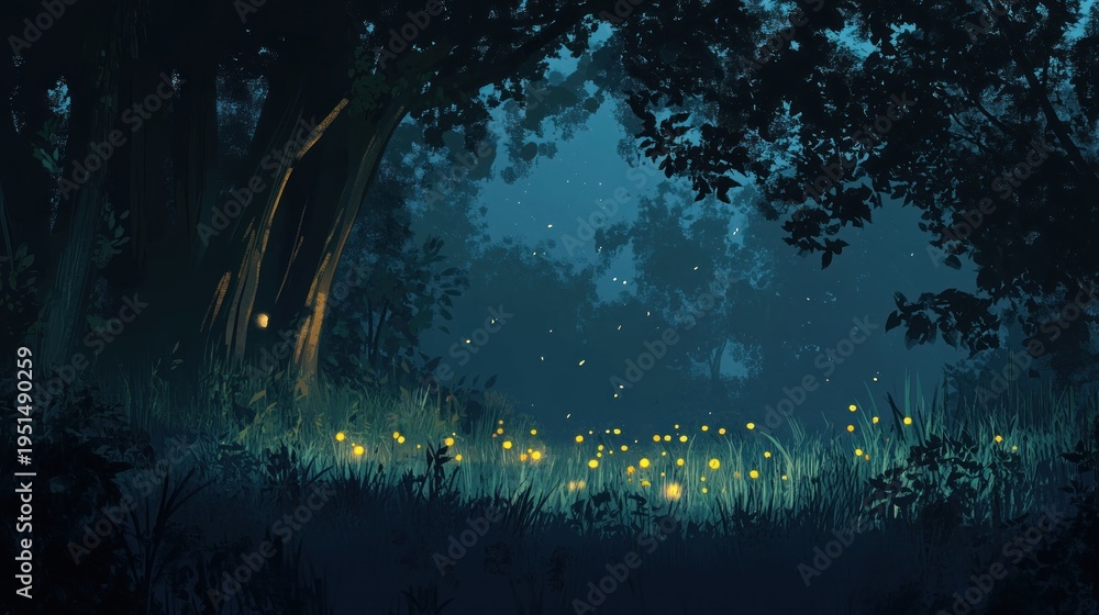 Obraz premium Night Forest Glow
