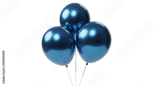 A bunch of blue balloons on a white background