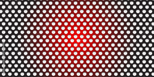 White mesh. Perforated metal texture with light background. Steel backdrop with holes. Stainless material with dots. Abstract industrial wallpaper. Vector illustration.