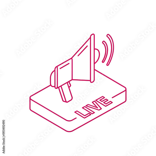 Live Streaming Icon Illustration - Megaphone Broadcast Graphic Design Vector Symbol for Online Event Promotion and Social Media