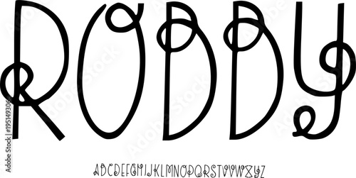 Abstract Line Display Font Alphabet – Artistic Minimal Font Type with Continuous Loop Letterforms, Modern Typography Meaning for Creative Branding,Editorial Layouts, and Experimental Graphic Design