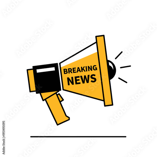 Breaking News Illustration Graphic Design Announcement Alert Urgent Information Broadcast Media Communication Icon Vector Style Visual