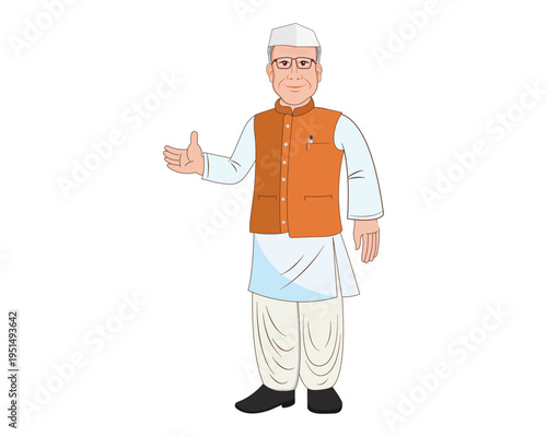 Indian politician giving speech in election vector illustration traditional attire