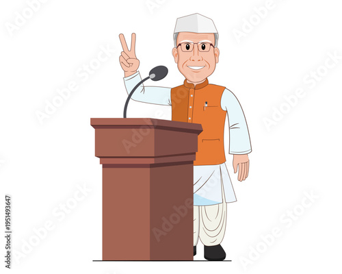 illustration of an indian politician delivering speech during election 