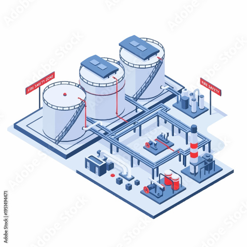 Industrial Oil and Gas Storage Facility with Processing Units.