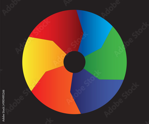 Color wheel diagram with 6 primary and secondary colors