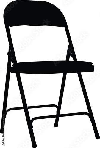 Simple black folding chair isolated on white background a stark silhouette