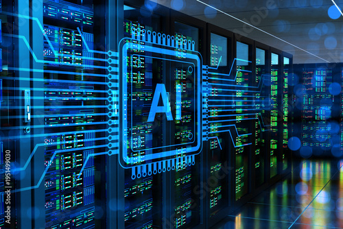 Bild auf Leinwand Data center, artificial intelligence computing
