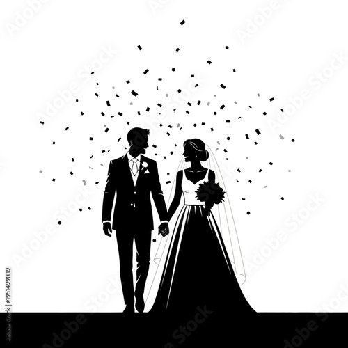 Silhouette of a wedding couple.
