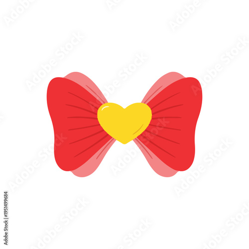 Red Ribbon Bow with Yellow Heart