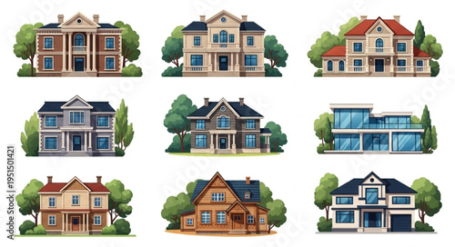 vector illustration of old town houses