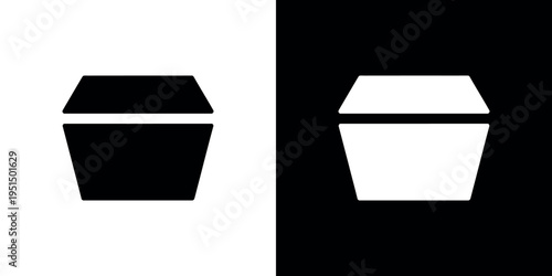 Black and white plastic container on split background