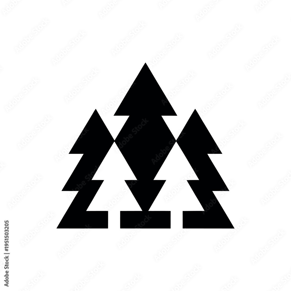 Fototapeta premium Black silhouette of three stylized trees